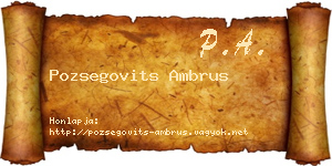 Pozsegovits Ambrus névjegykártya